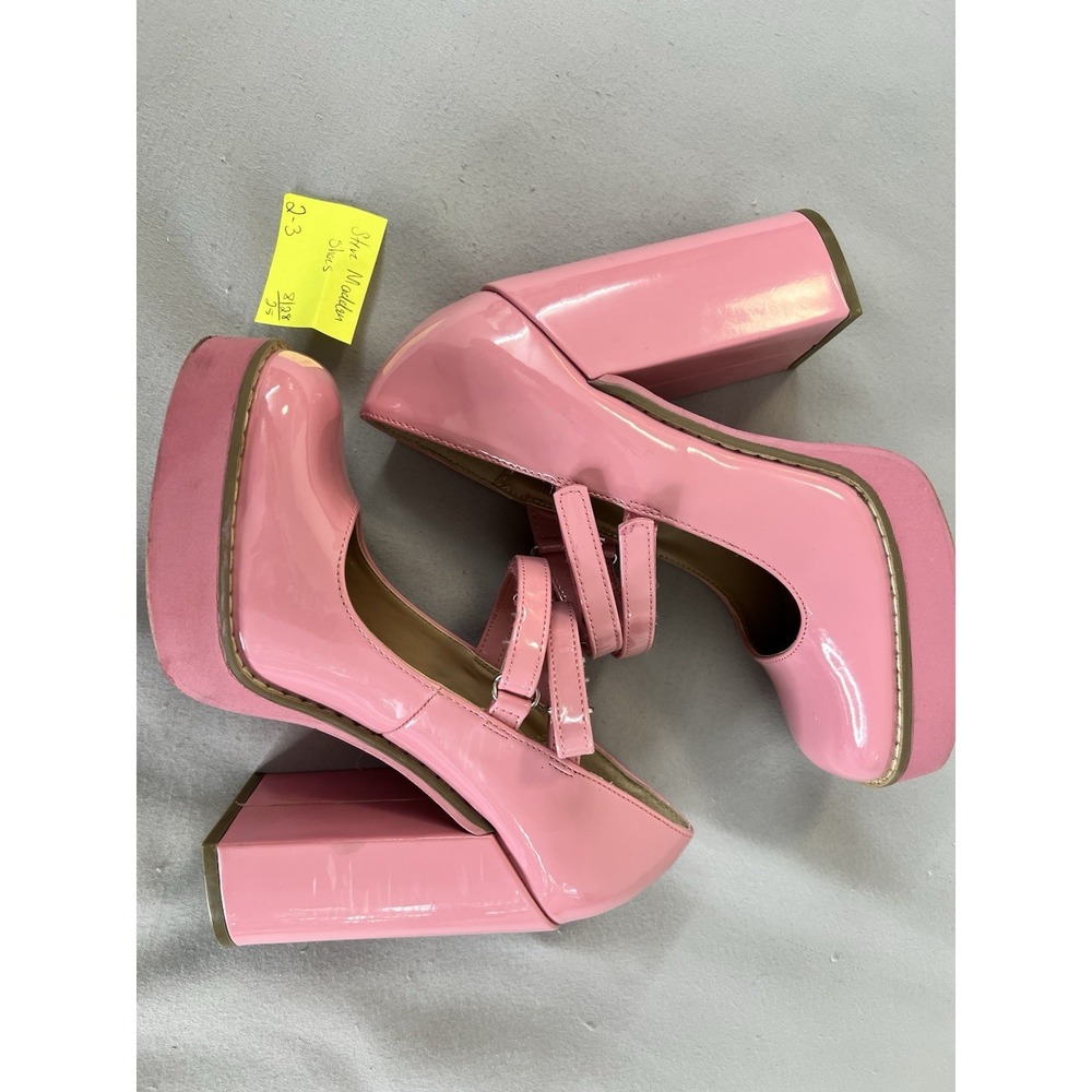 STEVE MADDEN Platform Twice Patent Babydoll Mary Jane Chunky Square Heel Sz 6.5 - Picture 14 of 15